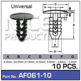 Fasteners Pkt 10 AF061-10 - Nice Products | Universal Auto Spares