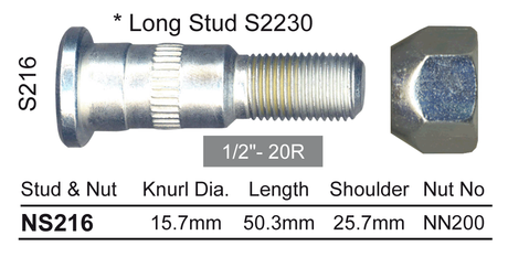 Stud & Nut NS216 - Nice Products | Universal Auto Spares