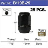 Black Nuts pk25 B119B-25 - Nice Products | Universal Auto Spares