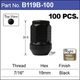 Black Nuts pk100 B119B-100 - Nice Products | Universal Auto Spares