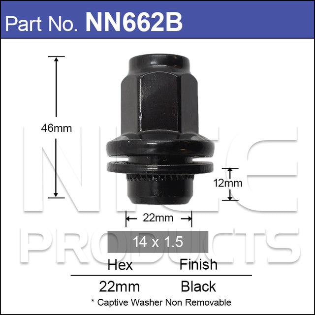 Black Wheel Nuts NN662B - Nice Products | Universal Auto Spares