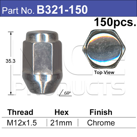 Chrome Nuts B321-150 - Nice Products | Universal Auto Spares