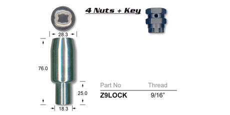 Lock Nuts (set of 4) Z9LOCK - Nice Products | Universal Auto Spares