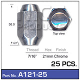 Chrome Nut 25pcs A121-25 - Nice Products | Universal Auto Spares