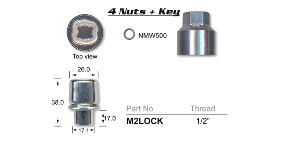Lock Nuts (set of 4) M2LOCK - Nice Products | Universal Auto Spares