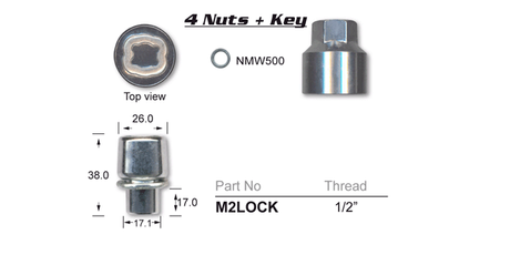 Lock Nuts (set of 4) M2LOCK - Nice Products | Universal Auto Spares