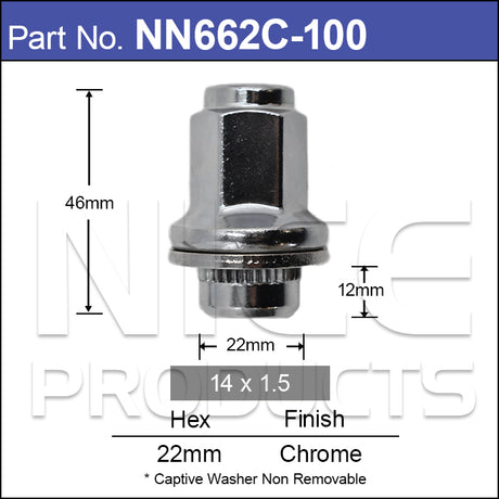 Toyota Landcruiser Alloy Nuts NN662C-100 - Nice Products | Universal Auto Spares