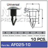 Fasteners Pkt 10 AF025-10 - Nice Products | Universal Auto Spares