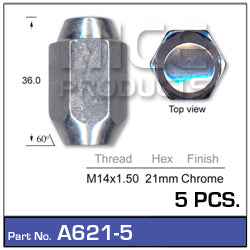 Chrome Nuts pk5 A621-Pack of 5 - Nice Products | Universal Auto Spares