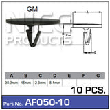 Fasteners Pkt 10 AF050-10 - Nice Products | Universal Auto Spares