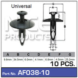 Fasteners Pkt 10 AF038-10 - Nice Products | Universal Auto Spares