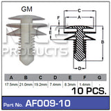 Fasteners Pkt 10 AF009-10 - Nice Products | Universal Auto Spares