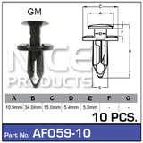 Fasteners Pkt 10 AF059-10 - Nice Products | Universal Auto Spares
