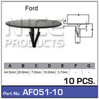 Fasteners Pkt 10 AF051-10 - Nice Products | Universal Auto Spares