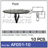 Fasteners Pkt 10 AF051-10 - Nice Products | Universal Auto Spares