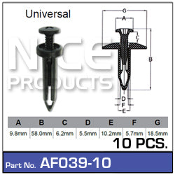 Fasteners Pkt 10 AF039-10 - Nice Products | Universal Auto Spares