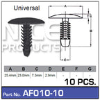 Fasteners Pkt 10 AF010-10 - Nice Products | Universal Auto Spares