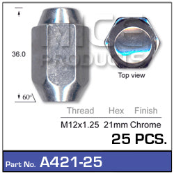 Chrome Nuts pk25 A421-25 - Nice Products | Universal Auto Spares