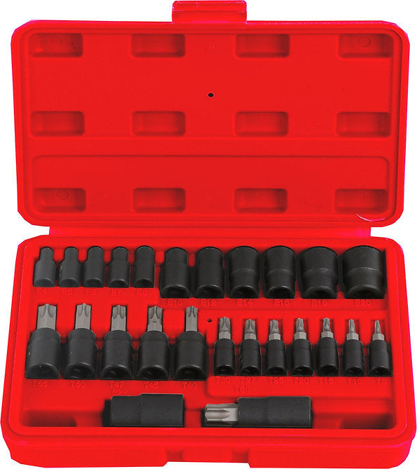 25 Piece 1/4" & 3/8" & 1/2" Star Socket & Bits Set - PKTool | Universal Auto Spares