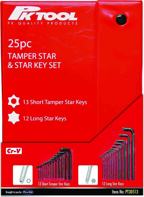 25 Pieces Tamper Star & Star Key Set Carry Wallet - PKTool | Universal Auto Spares