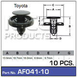 Fasteners Pkt 10 AF041-10 - Nice Products | Universal Auto Spares