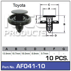 Fasteners Pkt 10 AF041-10 - Nice Products | Universal Auto Spares