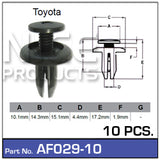 Fasteners Pkt 10 AF029-10 - Nice Products | Universal Auto Spares