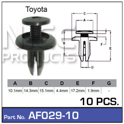Fasteners Pkt 10 AF029-10 - Nice Products | Universal Auto Spares