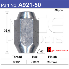 Chrome Wheel Nuts A921-Pack Of 50- Nice Products | Universal Auto Spares