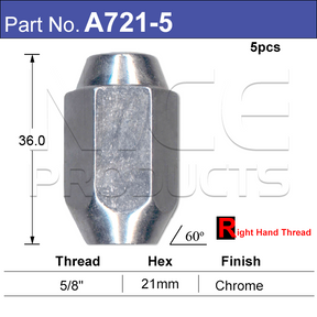 Wheel Nuts pk5 A721-5 - Nice Products | Universal Auto Spares