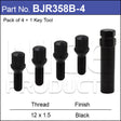 Tuner Bolts (set of 4) BJR358B-4 - Nice Products | Universal Auto Spares