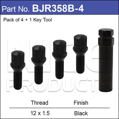 Tuner Bolts (set of 4) BJR358B-4 - Nice Products | Universal Auto Spares