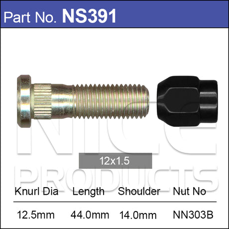 Wheel Stud & Nut NS391 - Nice Products | Universal Auto Spares