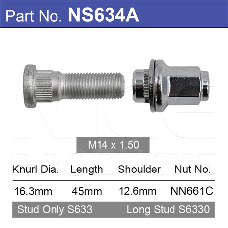 Wheel Nut & Stud NS634A - Nice Products | Universal Auto Spares