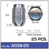 Chrome Nuts 25pcs A038-25 - Nice Products | Universal Auto Spares
