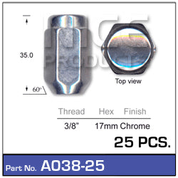 Chrome Nuts 25pcs A038-25 - Nice Products | Universal Auto Spares