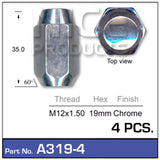 Chrome Nuts pk 4 A319-4 - Nice Products | Universal Auto Spares