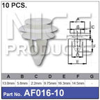 Fasteners Pkt 10 AF016-10 - Nice Products | Universal Auto Spares