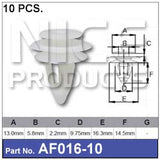 Fasteners Pkt 10 AF016-10 - Nice Products | Universal Auto Spares