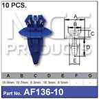FASTENERS Pkt 10 AF136-10 - Nice Products | Universal Auto Spares