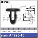 FASTENERS Pkt 10 AF226-10 - Nice Products | Universal Auto Spares