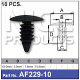 FASTENERS Pkt 10 AF229-10 - Nice Products | Universal Auto Spares