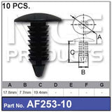 FASTENERS Pkt 10 AF253-10 - Nice Products | Universal Auto Spares