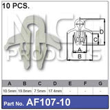 FASTENERS Pkt 10 AF107-10 - Nice Products | Universal Auto Spares