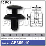FASTENERS Pkt 10 AF369-10 - Nice Products | Universal Auto Spares