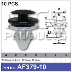 FASTENERS Pkt 10 AF379-10 - Nice Products | Universal Auto Spares