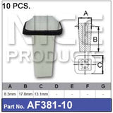 FASTENERS Pkt 10 AF381-10 - Nice Products | Universal Auto Spares