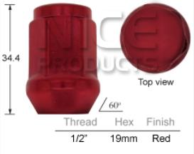 Red Wheel Nuts pk100 B219R-100 - Nice Products | Universal Auto Spares