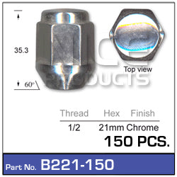 Chrome Nut B221-150 - Nice Products | Universal Auto Spares