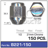 Chrome Nut B221-150 - Nice Products | Universal Auto Spares